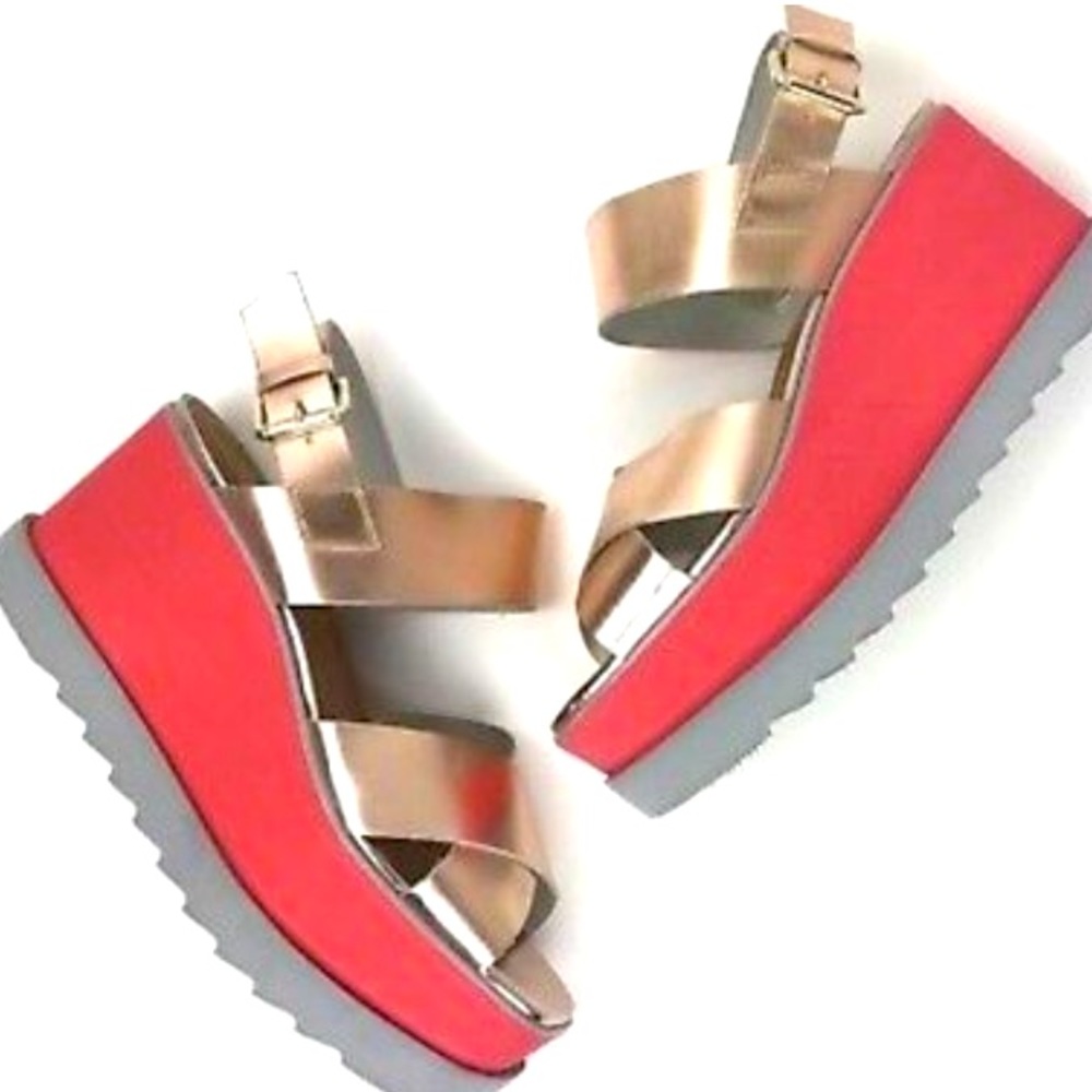 Free People Kate Wedge Sandal
Size: US 7.5-8 EU 39
Color: Rose Gold, Coral, Gray